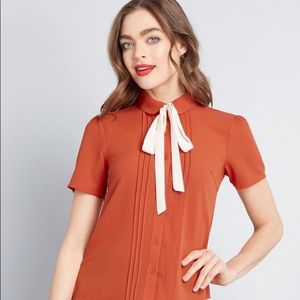 Take Time To Tie Short Sleeve Blouse in Orange